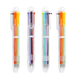 Hutou 4 Pack 0.5mm 6-in-1 Multicolor Ballpoint Pen 6 Colors Retractable Ballpoint Pens Kids Party Favors Pen
