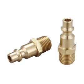 T TANYA HARDWARE Air Hose Fittings And Air Coupler Plug, Air Compressor Quick-Connect MNPT Male Plug Kit (Industrial Type D, 1/4-Inch NPT Male Thread, Solid Brass, 2 Piece)