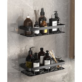 ESFOTO Adhesive Shower Caddy Shelf Organizer Rack 2 Pack Adhesive Bathroom Wall Mounted Shower Shelves No Drilling Shower Storage Basket Rustproof for Bathroom Kitchen Toilet