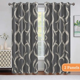 CSFOTO Black Grey Abstract Blackout Curtains 2 Panels Brown Striped Pattern Home Decor Curtains Bedroom Living Room Thermal Insulated Light Blocking Curtains 42x84 Inches