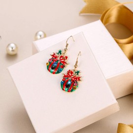 Ever Faith Bowknot Dangle Earrings Red Austrian Crystal Charming Christmas Gift for Women Gold-Tone