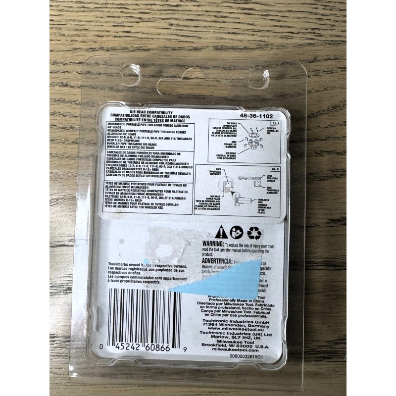 Milwaukee 48-36-1102 3/4 in ALLOY NPT Pipe Threading Dies