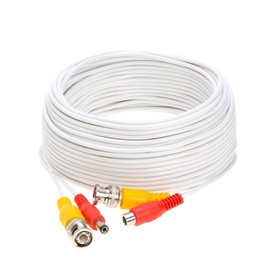 75FT White Premade BNC Video Power Cable Extension Wire for CCTV, Security Camera, DVR, Surveillance System, All in One Plug & Play Cord
