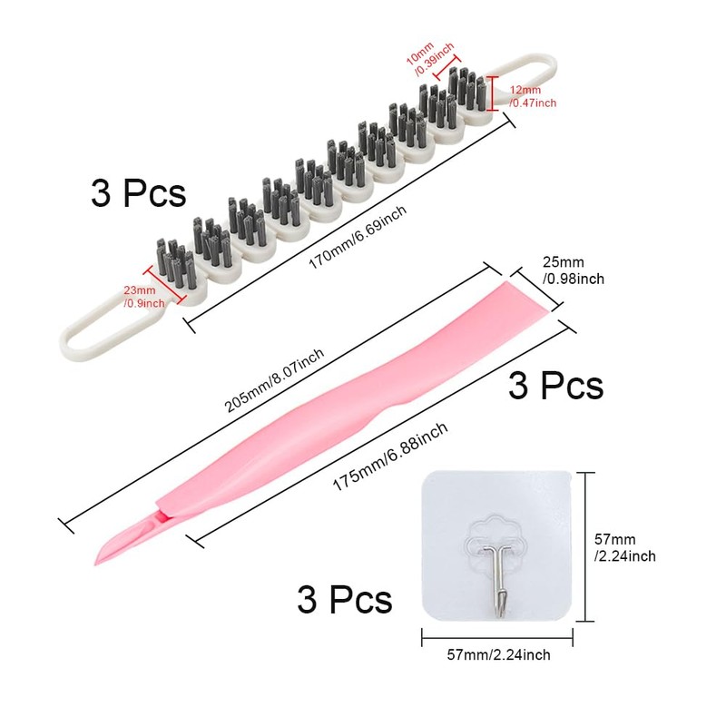WYAN Pack of 3 gap cleaning brushes, 3 pieces plastic