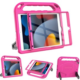 Surom Surom Case with Built-in Screen Protector for iPad 10.2 Inch 2021/2020/2019 (9th/8th/7th Gen), Lightweight Shockproof Handle Stand Kids Case, iPad Air 3 10.5 2019, Rose