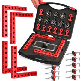 Comfylichi Corner Clamp for Woodworking, 90 Degree Clamp, Right Angle Clamp Woodworking Tools, 4 Pack 5.5" x 5.5"Aluminum Alloy Positioning Clamping Squares for Picture Frames Boxes Cabinets Drawers