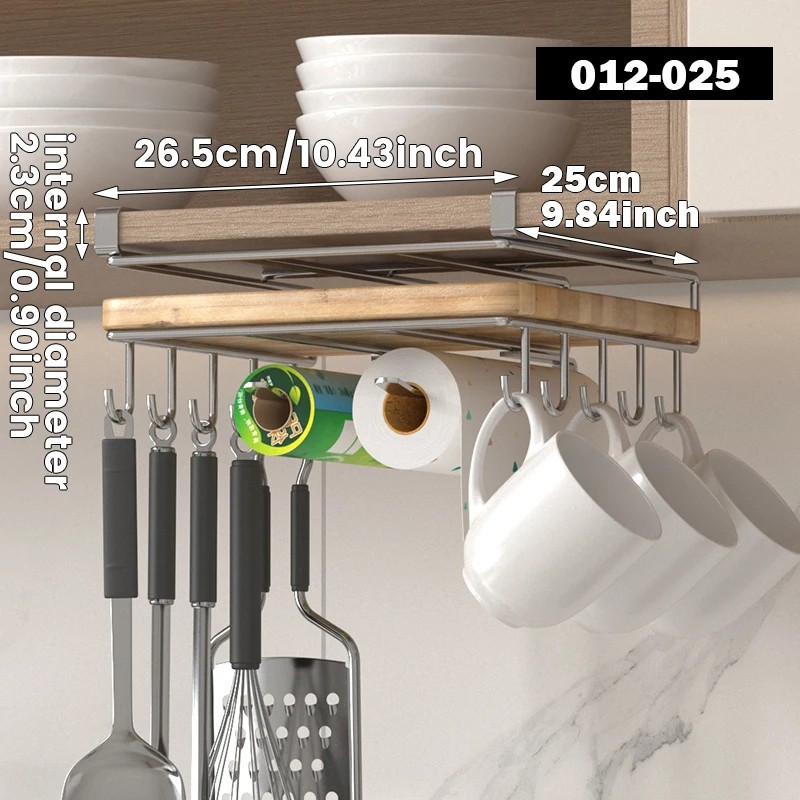 Stainless Steel Under-Cabinet Organizer for Kitchen Storage – Hanging Rack