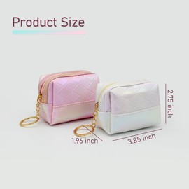 MultiValue Women Coin Purse, Soft Leather Gradient Pearl Change Wallet Exquisite Portable Small Coin Purse with Zipper and Keychain Coin Pouch for Woman Girls (White)