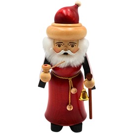 Dekohelden24 Incense Smoker Gnome as Santa Claus, Original Ore Mountains Crafts, Real Wood Turned, Size (L x W x H): Approx. 8 x 9 x 21 cm