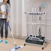 Stainless Steel Cleaning Tool Cart with Mop Holder, Broom Slots, and Water Tank, Broom Holder Organizer Movable Mop Rack for Garden Garage Schools Hotels Factories Property Restaurant