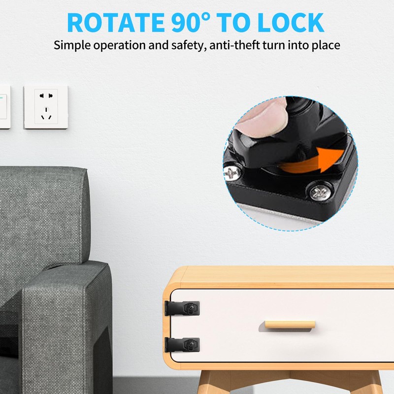 Pack of 2 Security Hasp, Cabinet Lock with Key, 3