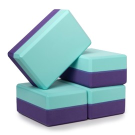 Sunshine Yoga 4" Striped Yoga Block, 4 Pack Bulk EVA Foam Yoga Blocks, Firm and Supportive Yoga Brick, Balance Foam for Stretching, Pilates, and Workout, 4" x 6" x 9", Northern Lights