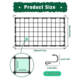 2 Plant Support Scrog Net 120×60cm Expandable Elastic Trellis For Grow Tent Reusable Plant Climbing Net Comes With 4 Hooks Suitable For Flowers Fruits Vegetables Climbing Plants