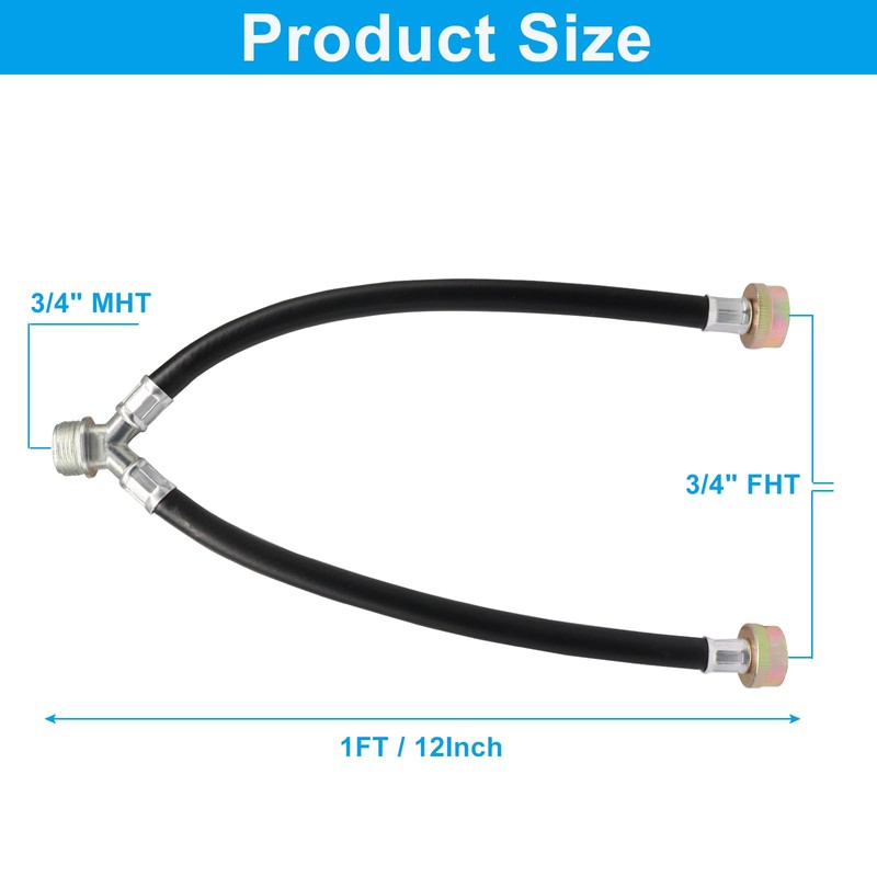Marvexi 1Pcs Rubber Washing Machine Connector, 3/4 In. FHT Y-Mixer