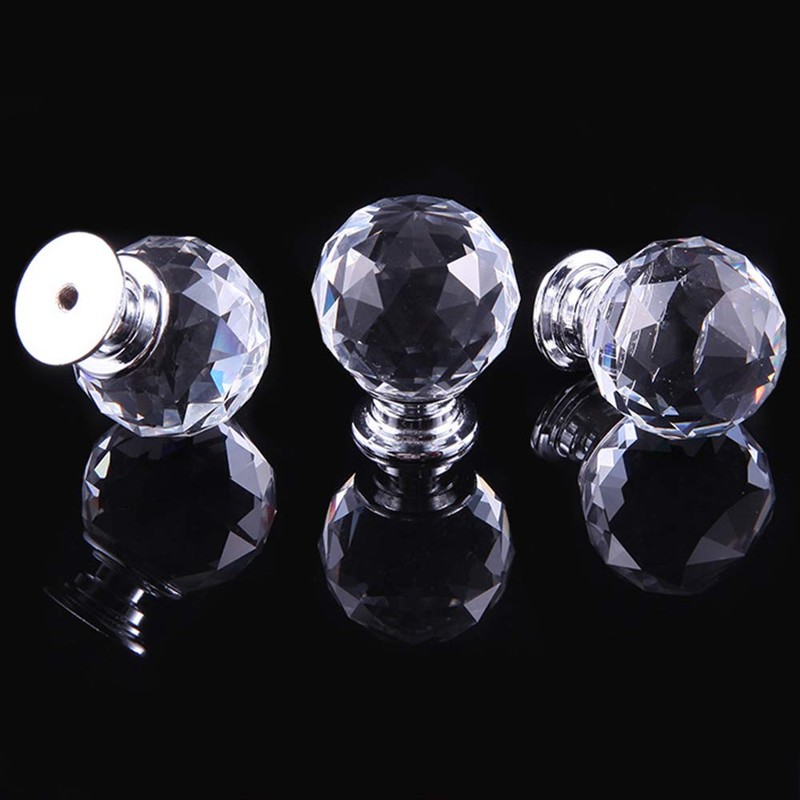 4pcs Crystal Knobs, 40mm Door Knobs Diamond Shape Design Crystal