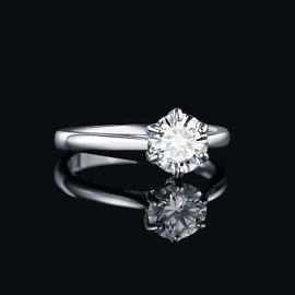 JewelryPalace Classic 2ct Cubic Zirconia Solitaire Engagement Rings for Women, 14K White Gold Plated 925 Sterling Silver Promise Ring for Her, Round Cut CZ Anniversary Wedding Rings Size L