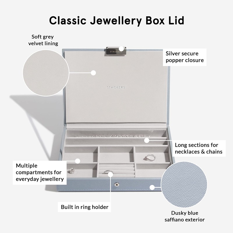 Stackers Dusky Blue Classic Medium Jewellery Box Lid