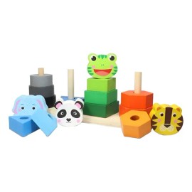 Torre Estimulacion Didactica Destreza Madera Montessori Bebe                                                                                          