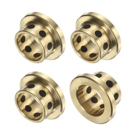 QUARKZMAN Pack of 4 Flange Sleeve Bearings 12 mm Bore x 15 mm Outer Diameter x 10 mm Height, Wrapped Oil-Free Flange Bushings Brass Graphite, Oil-Free Lubricating Cast Brass Bearing