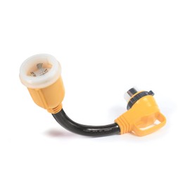 Camco 18" 50 Male/50 AMP Locking 90 Degree Female PowerGrip Dogbone Electrical Adapter (21053)