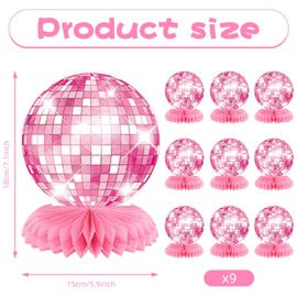 Yoomod Disco Party Decorations - Pink Disco Decor Flat Disco Ball Centerpieces for Party Table Disco Ball Decor for Cowgirl Birthday Bachelorette Bridal Shower Disco Party Favors