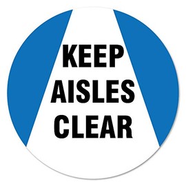Public Safety Sign Keep Aisle Clear Non-Slip Floor Graphic | 3 Pack of Floor Marker Vinyl Decal| Protect Your Business, Work Place & Customers | Made in The USA