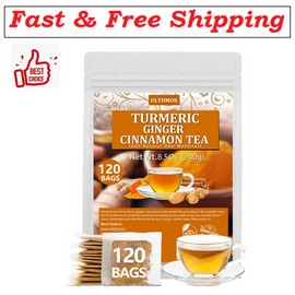 ULTHMOK 120 Premium Turmeric, Ginger, Cinnamon Blend Tea Bags, 100% Natural & No...