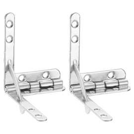 uxcell 2Pcs Box Quadrant Hinge, 30.5x40mm Box Hinge Cases with Side Rail Retaining Arm 90 Degree Folding Support Hinges for Jewelry Wine Wooden Box, Nickel Silver