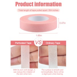 6 Rolls Lash Tape for Eyelash Extensions, Lorvain Eyelash Tape Green Pink, Adhesive Breathable Micropore Fabric Tape (1/2'' x 10 Yards)