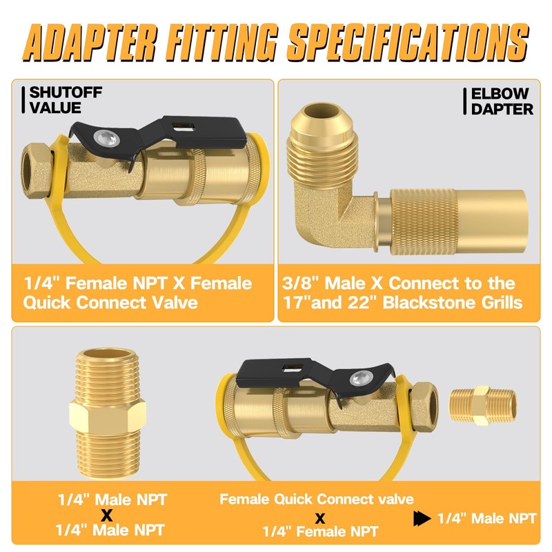 12FT RV Quick Connect Propane Hose with 1/4" Safety Shutoff