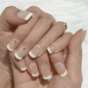 Sethexy Short Square Fake Nails French Ballerina Rhinestone False Nails