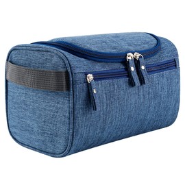 PNEUICALLY Hanging Toiletry Bag for Women and Men Traveling Makeup Large Capacity Cosmetics Portable Dopp Kit Storage Organizer Bag with Hanging Hook for Toiletries Brushes (Frosted Navy)