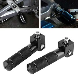 Ejoyous Pack of 2 Motorcycle Footrests, 90 Degree Folding Foot Pegs Pedals Aluminium Modified Rear Pedal Motorcycle Footrest Pedal Round Folding Pedal Universal Foot Pedals Support Bar 8 mm (Black)