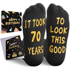 HAPPYPOP 70th Birthday Gifts for Men Women - Meaningful 70th Birthday Gifts 70 Year Old Birthday Gifts 70 Birthday Gifts, 70th Birthday Socks With Greeting Card