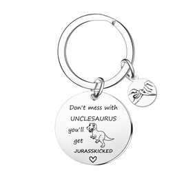 Ghloyza Funny Uncle Gifts Unclesaurus Keyring from Nephew Niece Birthday Christmas Thanksgiving Fathers Day Keychain Gifts for Uncle