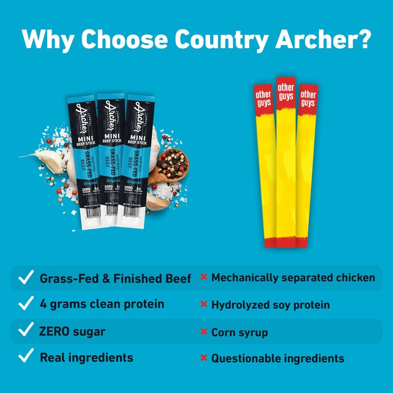 Country Archer Mini Beef Jerky Sticks - Grass Fed Beef