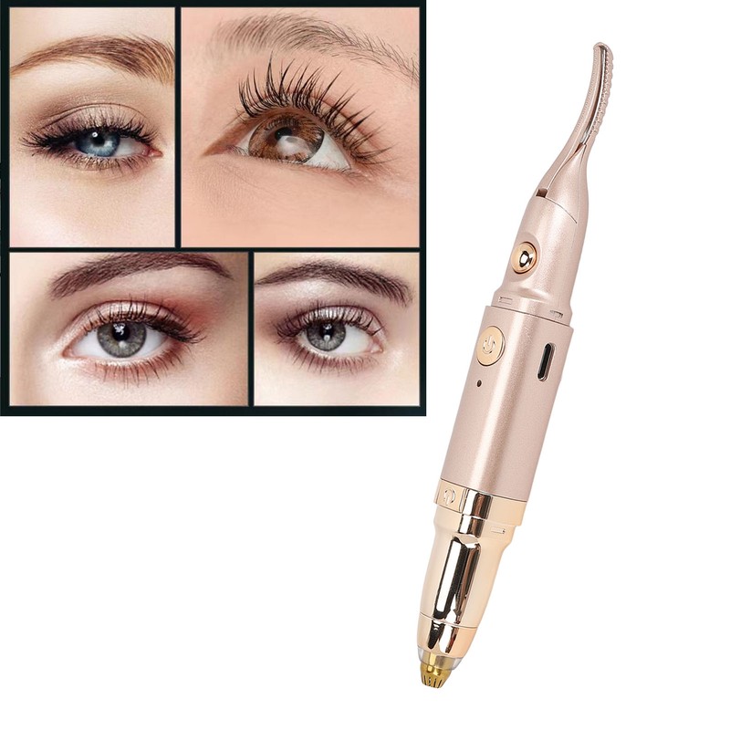 2 in 1 Heated Eyelash Curler Eyebrow Hair Remover Double