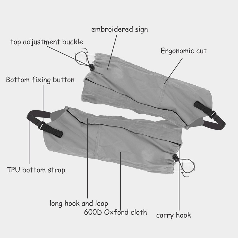 One Pair Snow Leg Gaiters Waterproof Unisex 600D Ripstop Oxford