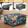 TOPHMDECOR Ottoman Cover Rectangle Printed,Stretch Footstool Slipcover with Elastic Bottom,Soft