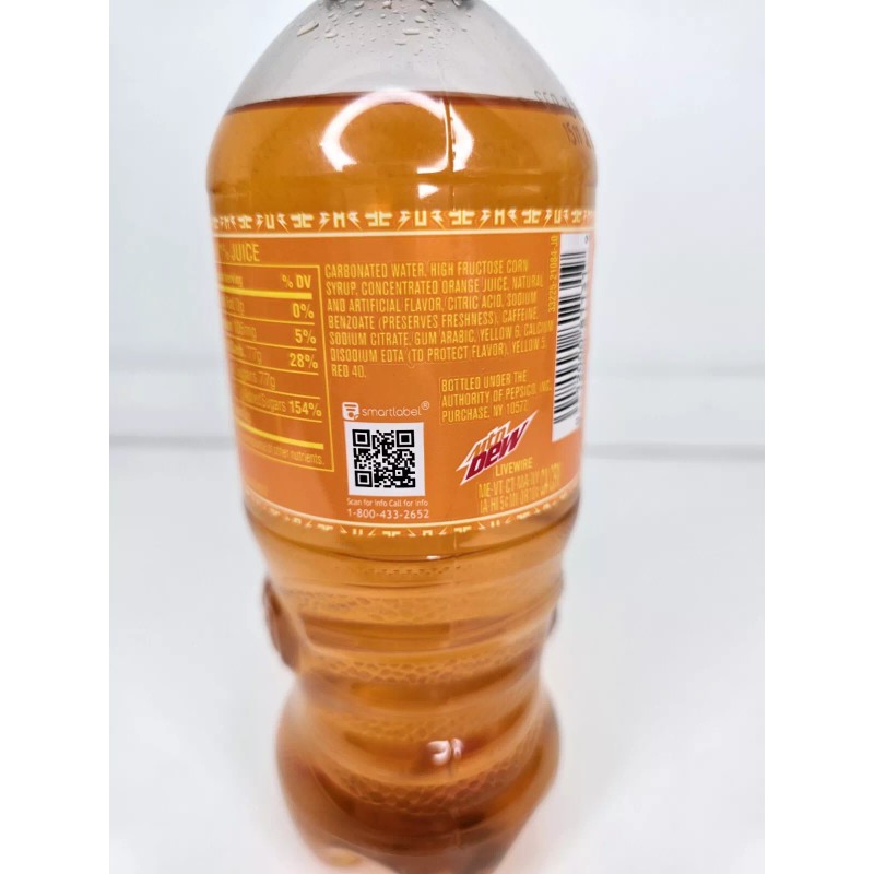 Mountain Dew Livewire Full 20oz Sealed Bottle Orange - Sept
