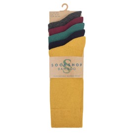 SockShop Men's Patterned Bright Colourful Natural Bamboo Socks Various Designs for Everyday Wear Size 7-11 Pack of 5 Black 7-11