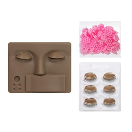 ANNAFRIS Eyelashes Extension Mannequin Head Replaced Eyelids Mannequin Head Practice Eyelashes Extension Training Head with 4 Pairs Removable Eyes(Head B-Coffee Color)
