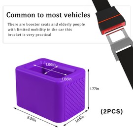 KVAEY 2 PCS Seat Belt Buckle Holder, Silicone Seatbelt Buckle Booster for Rear Seats, Seat Belt Buckle Holder to Make Receptacle Stand Upright for Easy Access, Car Accessories (Purple)