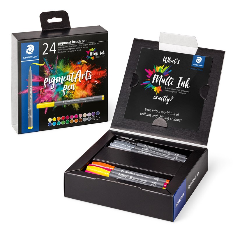 STAEDTLER Brush Pen Pigment Arts, Premium Drawing Ink, Brush Tip