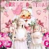 Merry Christmas Banner Backdrop, Pink Santa Xmas Background Banner Santa