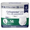 NorthShore GoSupreme Lite Incontinence Underwear, 6-Hour Pullup Style, Large, 14