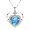 OVIMIA Heart Necklaces for Women March Birthstone Pendant Necklace 925