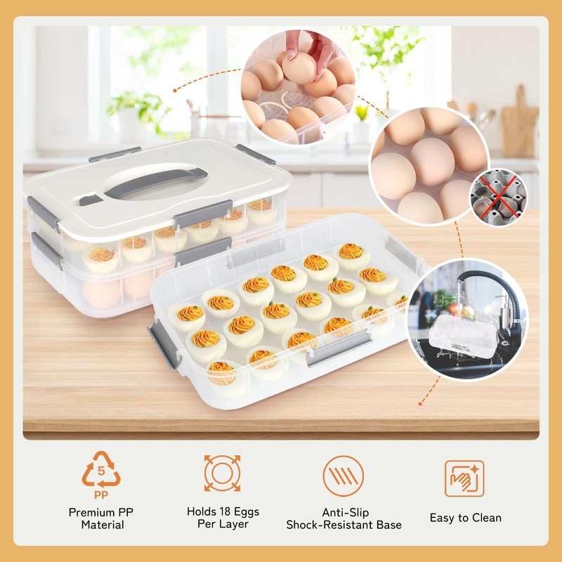 Splotiva Deviled Egg Container with Lid, 36 Slots Egg Tray