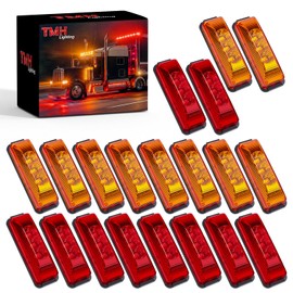 TMH 20Pcs 3.9 Inch (10 Amber + 10 Red) 3LED Truck Trailer Front Rear LED Clearance Rectangle Running Light Surface Mounted LED Marker Light for RV Truck Trailer Boat Bus UTE UTV 12V DC