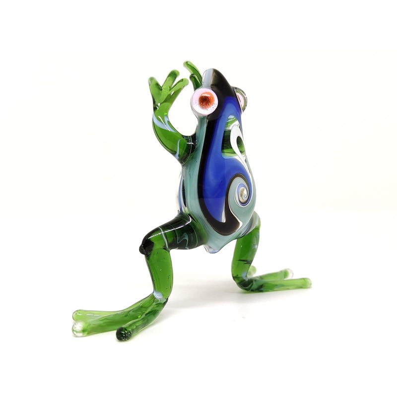 Sansukjai Frog Miniature Figurines Animals Hand Blown Color Glass Art